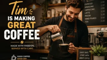 tim is making great coffee