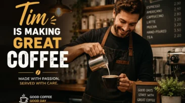 tim is making great coffee