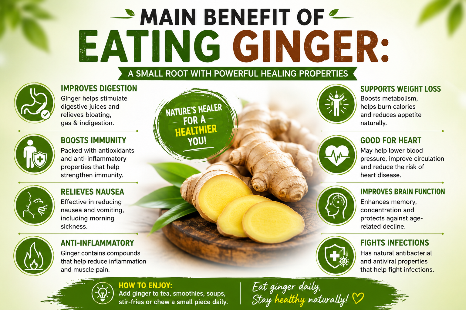 main benefits of eating ginger शक्तिशाली एंटीऑक्सीडेंट प्रभाव