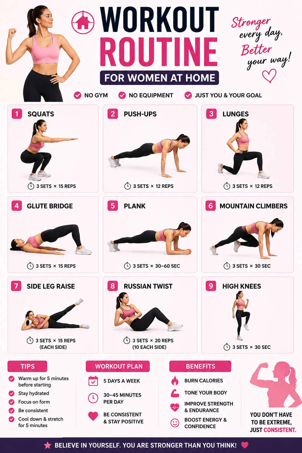 workout routine for women at home